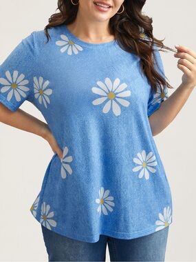 Bloomchic NEW Daisy Floral Stretchy Tee Top Sz 4X